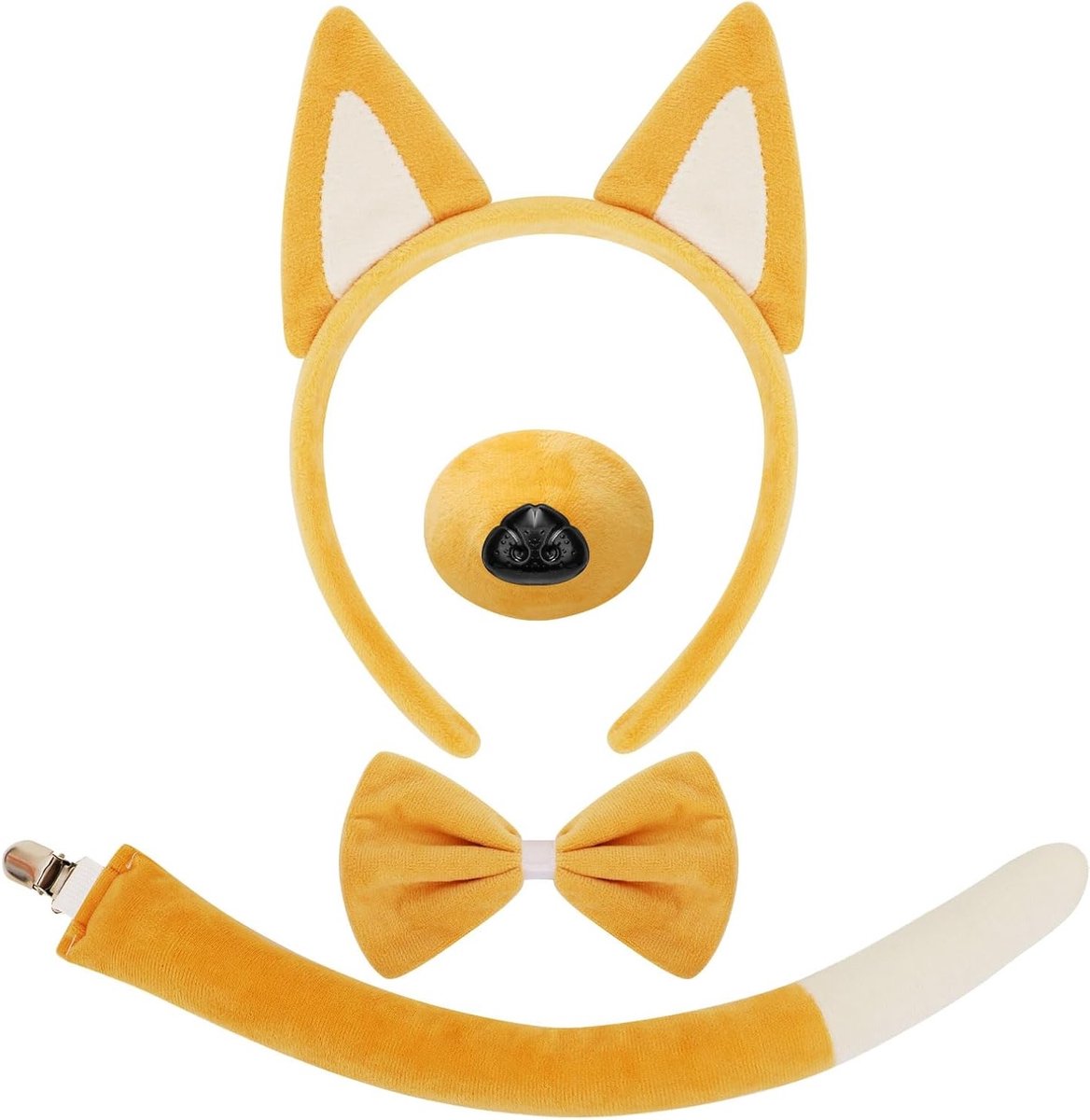 Dachshund Kostuum voor Volwassenen en Kinderen met Strik, Neus, Oren en Staart voor Halloween en Carnaval
