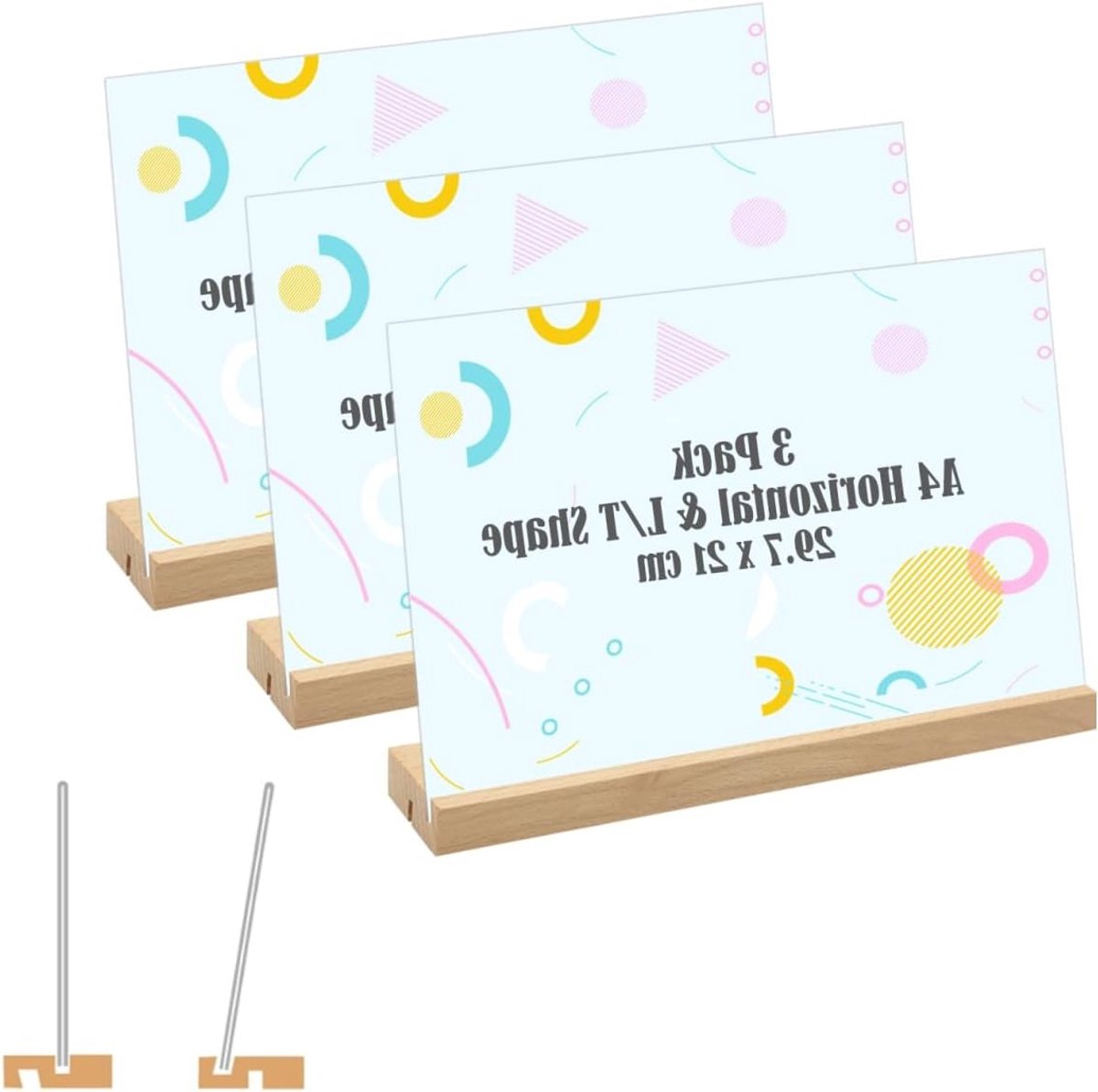 Horizontale A4 Signaalhouder van Acryl, 3 Stuks, Dubbelzijdige Menukaartstandaard voor Kantoor, Thuis en Restaurant - 29.7x21cm, Perfect voor Presentaties en Advertenties