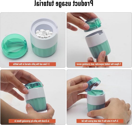3-in-1 Tablet Crusher met Depot Compartment, RVS Snijblad, Medicijn Vermaler en Poeder Molen, Multi-functioneel Keukenhulpmiddel voor Gezondheid en Geneeskunde van Merkloos — afbeelding 3