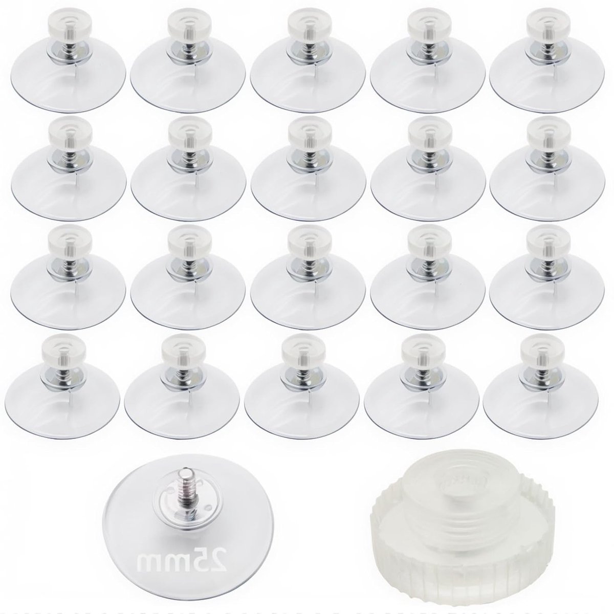 Transparante Zuignappen met 20 Stuks, 25mm Diameter, Geschikt voor Ramen, Deuren en Glasdecoratie