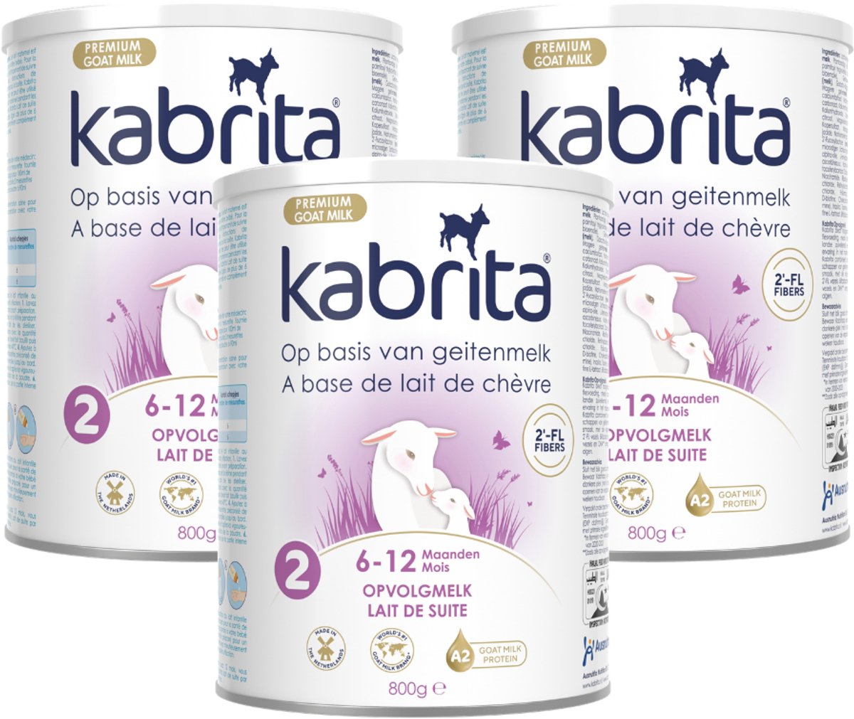 Kabrita 2 Opvolgmelk Multipack - Geitenmelk Flesvoeding vanaf 6 maanden - 3x800g - voordeelverpakking