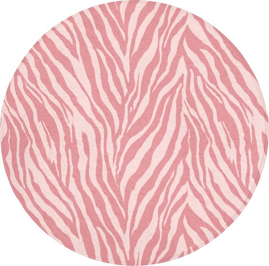 Badmat rond 70x70 cm - Antislip - Zebra - Print - Roze - Badmatten voor badkamer - Badkamermat - Douchemat - Ronde badkamer mat