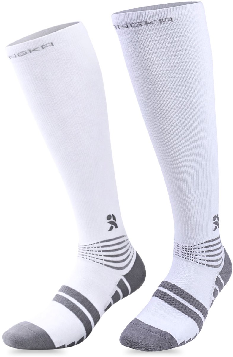 KANGKA Max2108 Compressiesokken maat XXL (44-48) - Hardloopsokken - Wandelsokken - Compressiekousen - Steunkousen - Reissokken - Wit