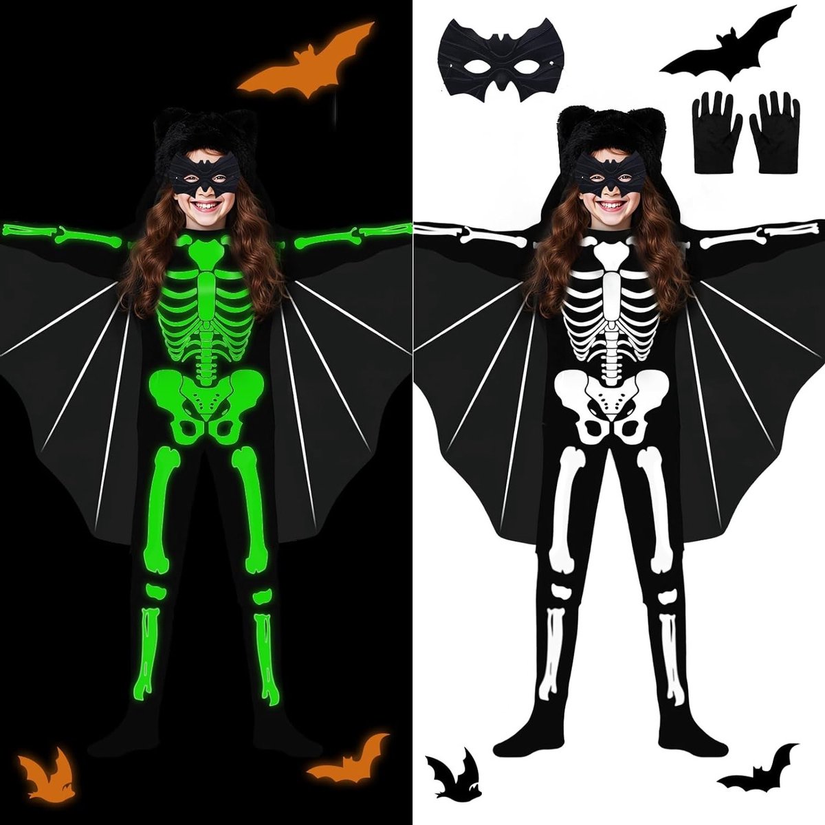Glow in het Donker Skelet Kostuum voor Kinderen - Halloween Kostuum voor Jongens en Meisjes, Perfect voor Carnaval en Cosplay
