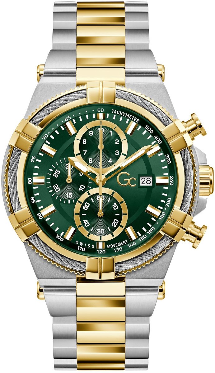 Gc Gc Ironforce Quartz Analoog Horloge Zilvertint En Geelgoudtint Behuizing: 100% Roestvrij Staal | Armband: Roestvrij Staal 44 mm Z76002G9