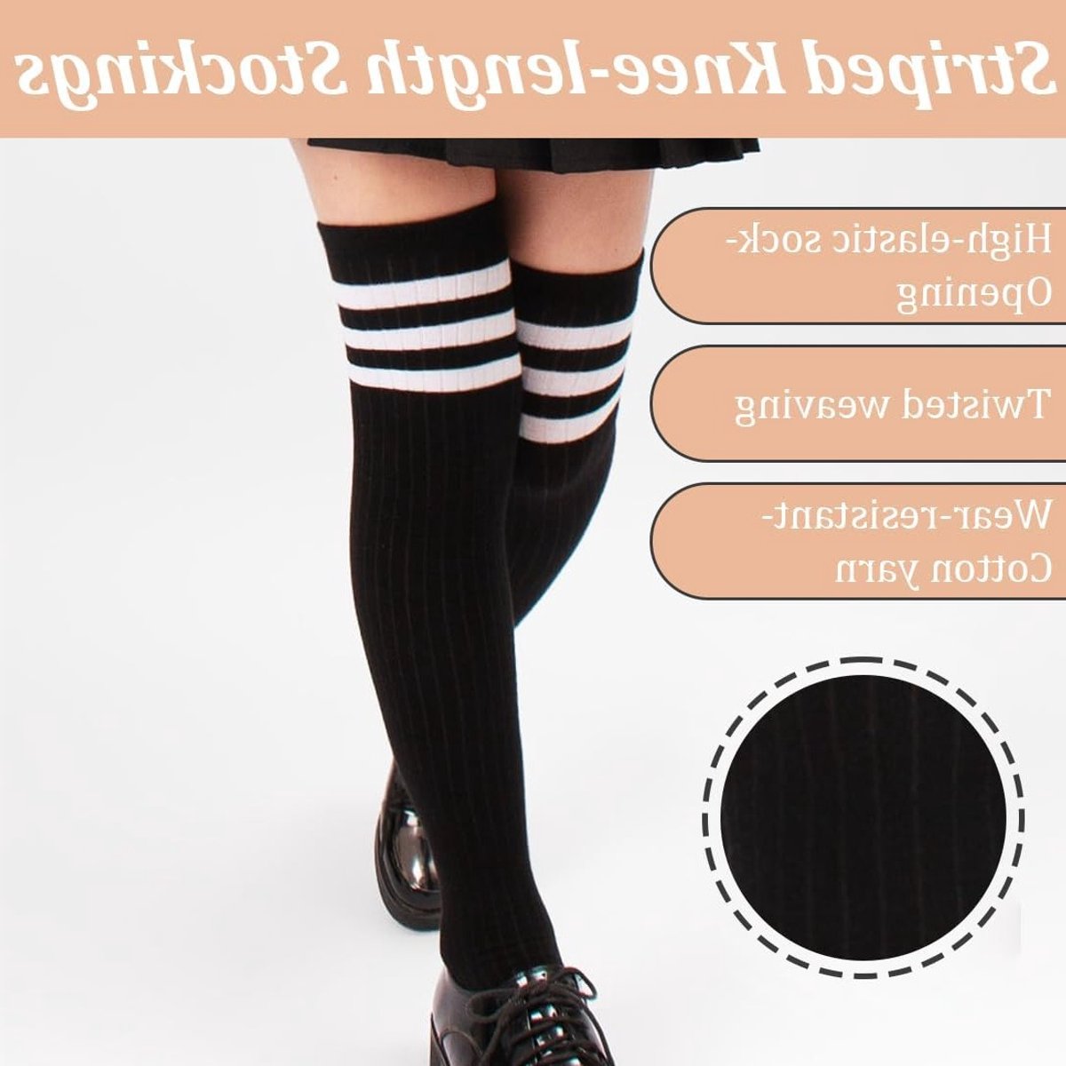 Lange Gestreepte Dameskousen voor Casual Gebruik, Boven de Knie, Ideaal voor Mode en Comfort