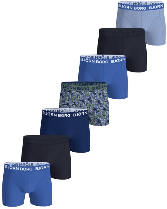Set van zeven Björn Borg boxershorts in diverse kleuren en patronen.