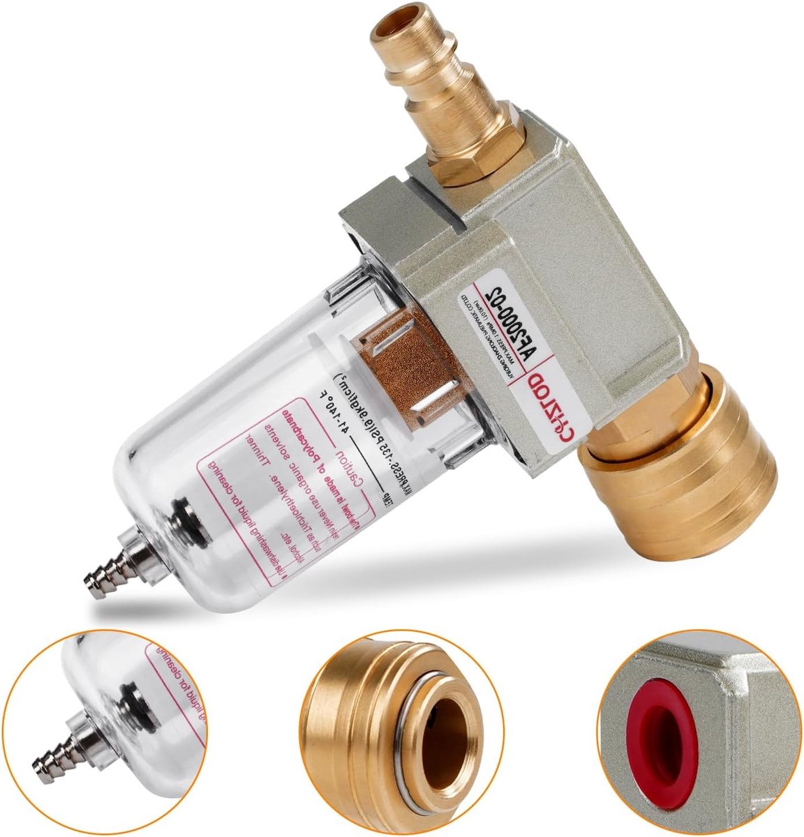 1/4 inch water- en olieafscheider voor perslucht met snelle koppeling - Compressed air filter voor compressor, luchtfilter en waterafscheider