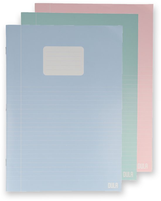 DULA Schriften A4 formaat Lijn - Pastel kleuren - 5 pak - Schoolschrift gelijnd