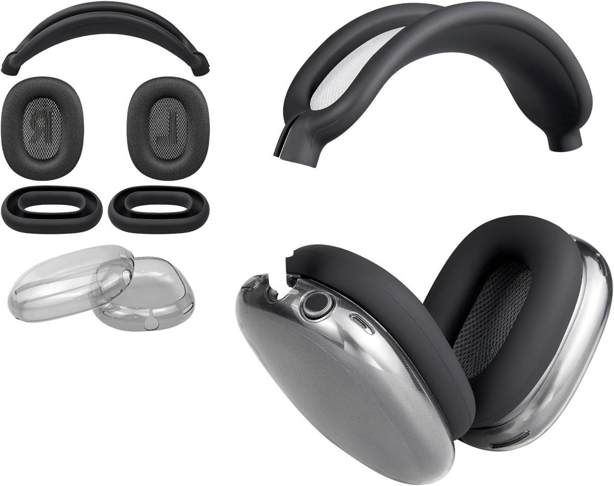 Vervangingsset voor AirPods Max met Mesh Stof Oorkussens, Hoofdband Cover en TPU Beschermhoes, Zweetbestendig en Comfortabel Accessoire voor Optimaal Geluid