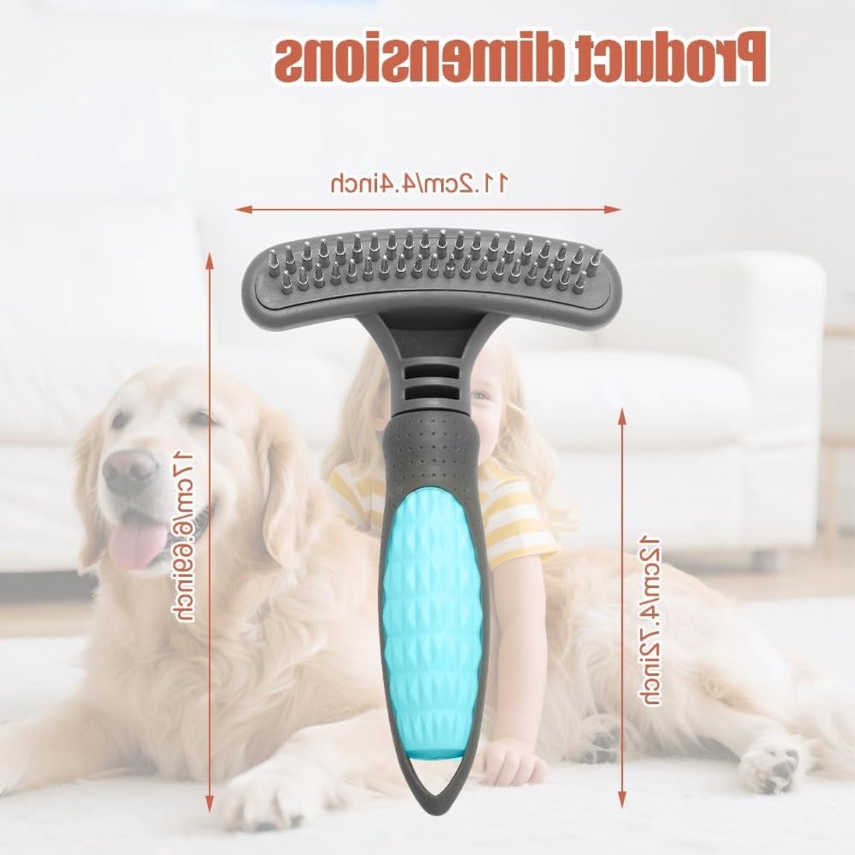 Huisdier Hark Kam - Ontklitter Borstel - Vacht Verzorging - RVS Gladde Tanden - Ergonomische Handgreep - Blauw