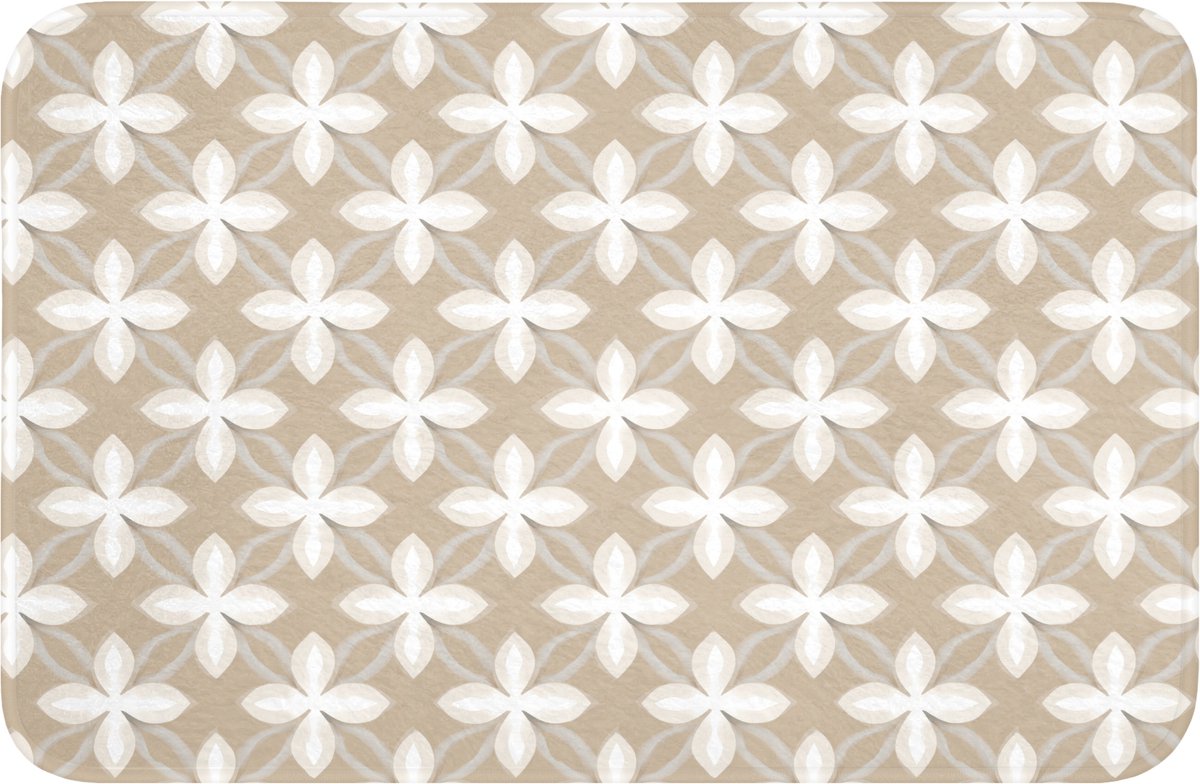 WC mat 60x40 cm - Antislip - Patroon - Symmetrisch - Beige - Toiletmat - Vloermat - Douche