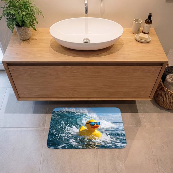 Badmat 60x40 cm - Antislip - Badeend - Stoer - Golven - Badmatten voor badkamer - Badkamermat - Douchemat - Badkamer mat