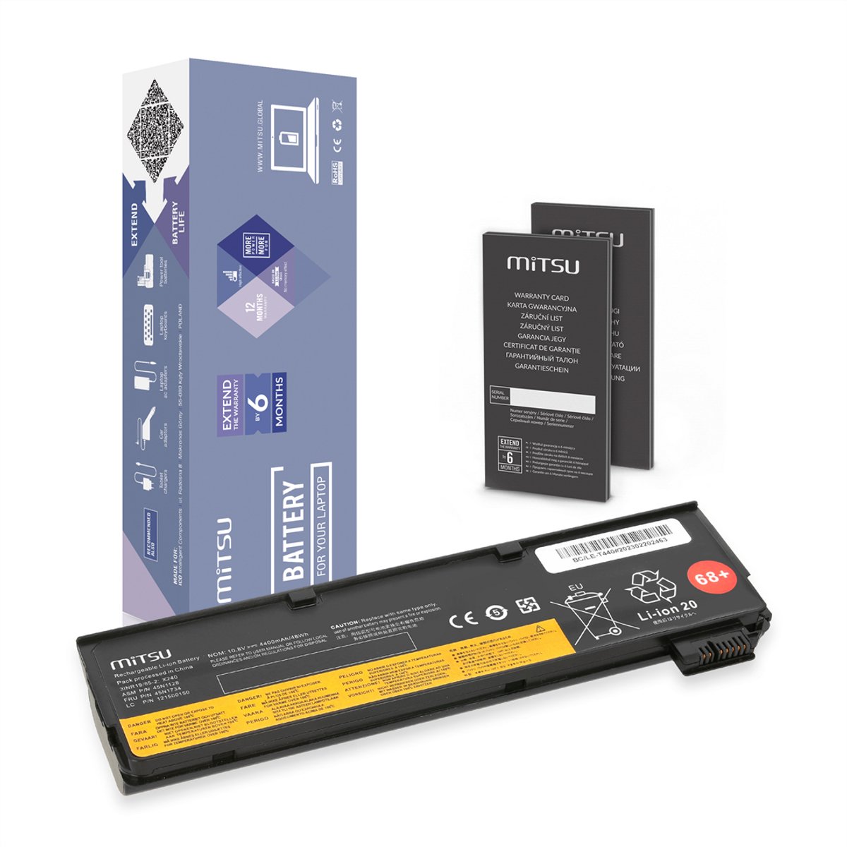 MITSU - Batterij - Lenovo ThinkPad T440/T450s/X240 - Hoge Klasse Technologie - Milieuvriendelijk