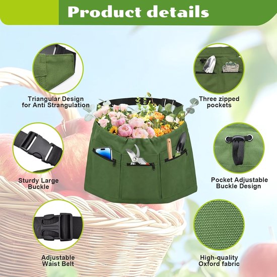 Tuinschort - Verstelbaar schort - Bescherming bij tuinieren - Voor mannen en vrouwen - 30 x 19.5 cm - Niet gespecificeerd — afbeelding 5