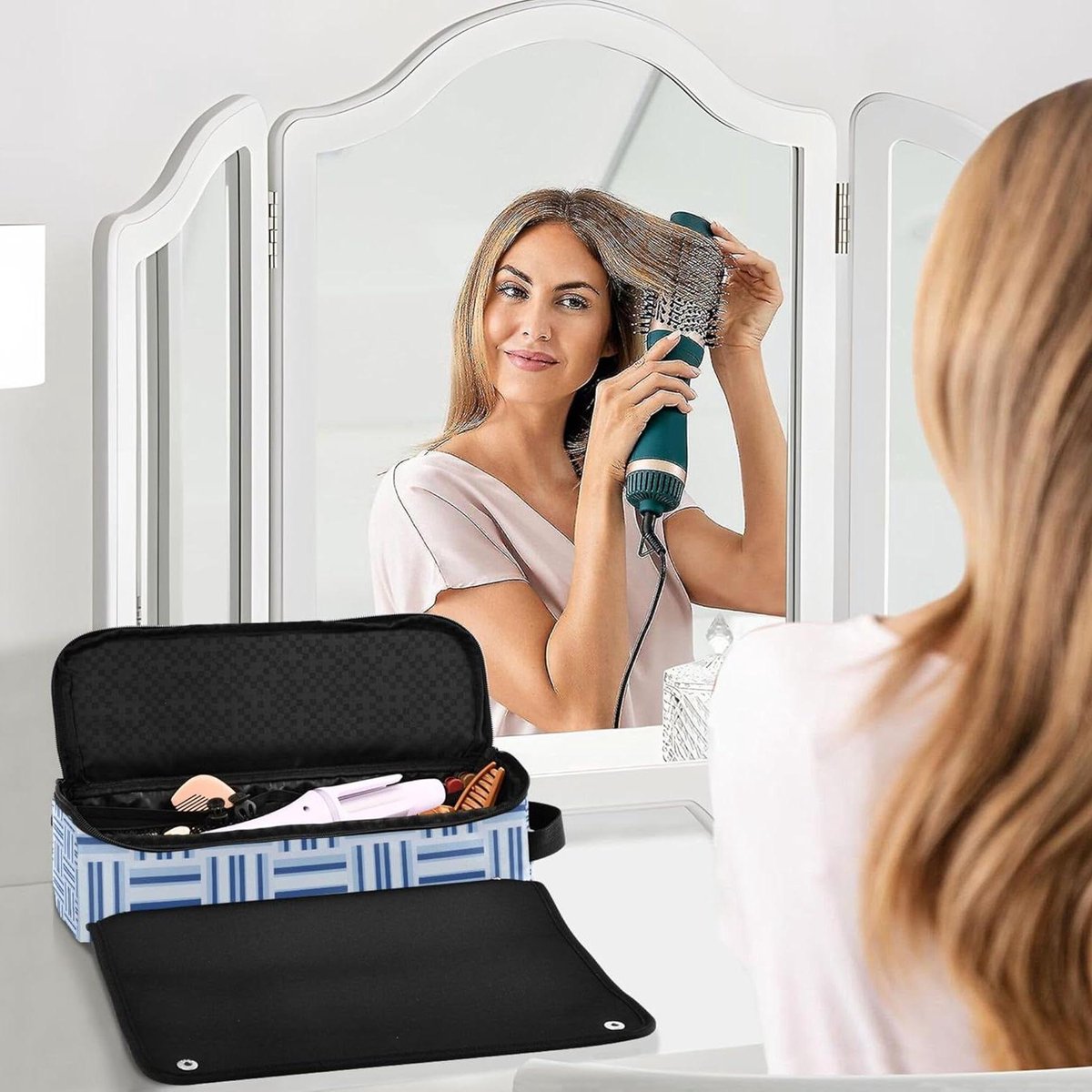 Krultang Reistas - Haarstyling Organizer - Reizen en Opslag - Inclusief Hitte Mat - 37 x 10 x 10 cm