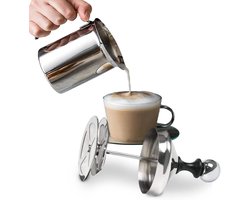 Melkopschuimer - Handpomp opschuimer - Koffie Maken - Traditionele Handmatige Methode - 500 ml - Zilver