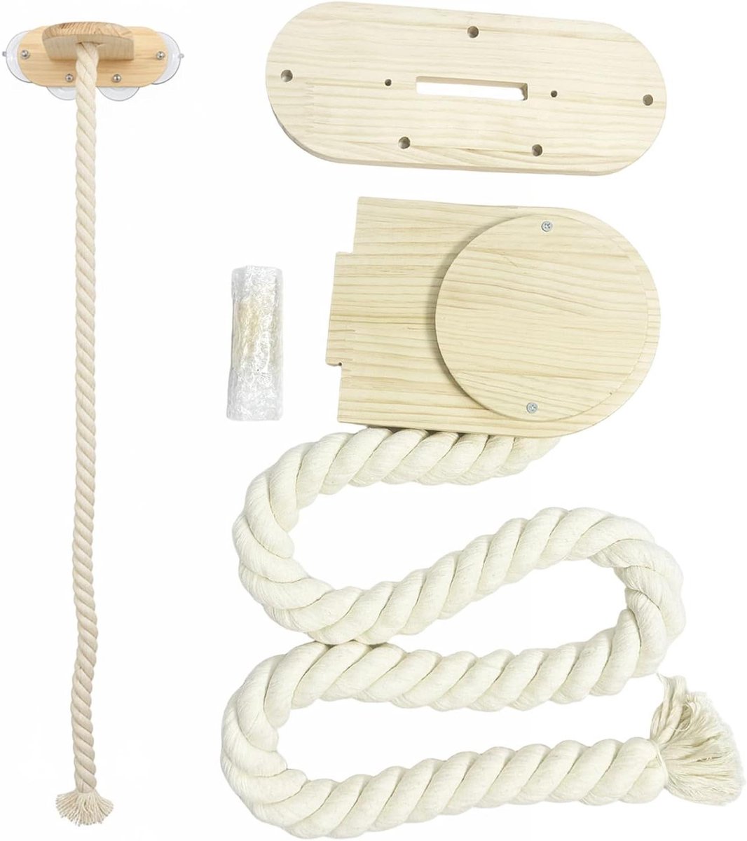 Katten Klimtouw - Krabtouw voor katten - Spelen en Krabben - Wandmontage Ruimtebesparend - 150 cm Lengte - Kaki