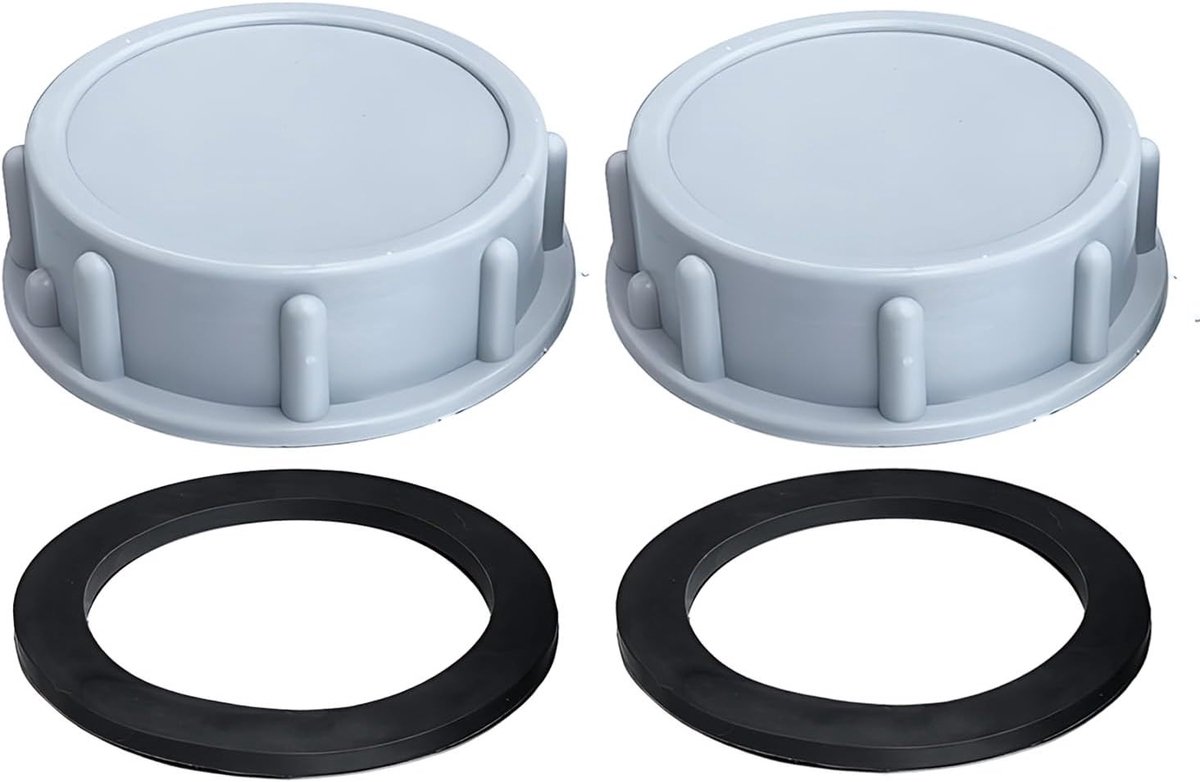 Set van 2 Plastic Eindkappen met Vrouwelijke Draad, Lekvrije Afvoerafdichting voor Wasmachine, Keuken en Badkamer Afvoerpijpen (54mm)