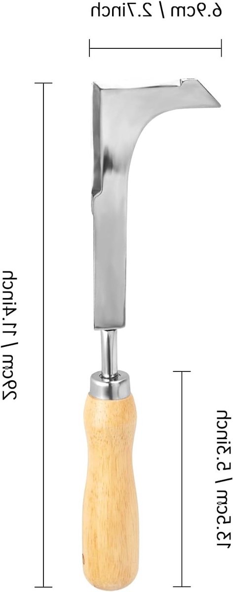 Dailygoods - Voegenschraper, onkruidsteker van roestvrij staal, houten handvat, roestvrijstalen kop met maat, onkruidsteker voor het verwijderen van onkruid, planten van groenten, bloemen, graven, snoeien en snijden van Dailygoods — afbeelding 5