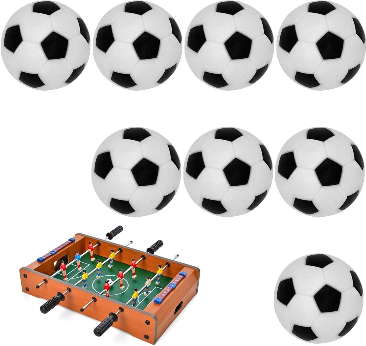 Tafelvoetbal ballen - Mini ballen - Spel en decoratie - Hoogwaardig kunststof - 8 stuks 32 mm - Zwart-wit