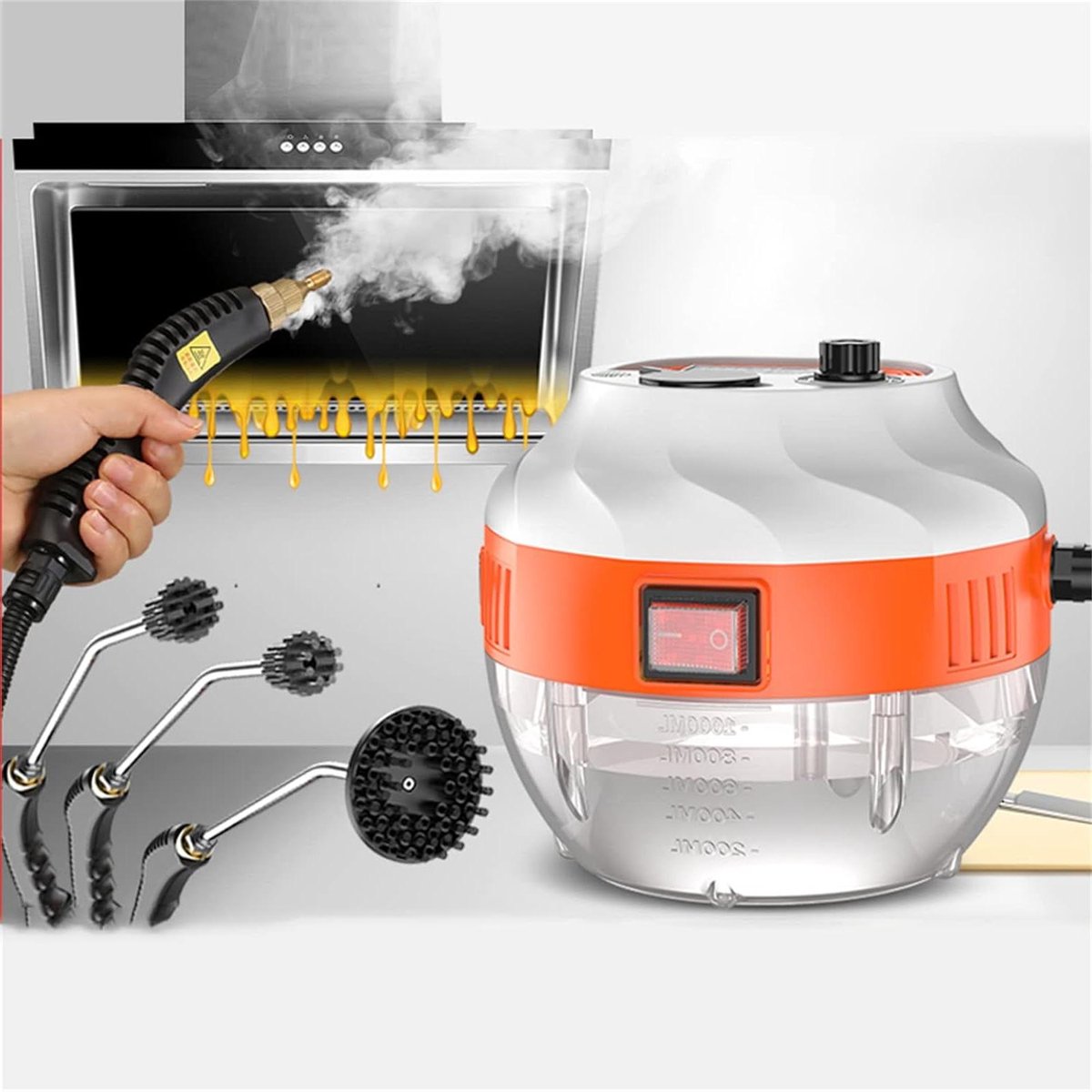 Stoomreiniger 2800W - Hogedruk Handstomer - Grondig Reinigen - 6-standen stoomregeling - 1000ml tank - Grijs