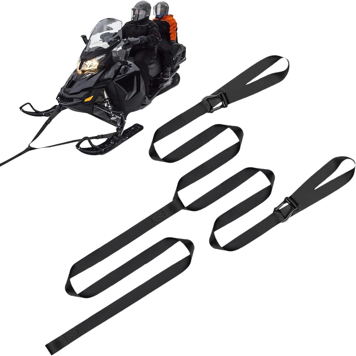 Sleeptouw - Trekband - Winterse avonturen - Flexibel bij kou - 435 cm - Zwart