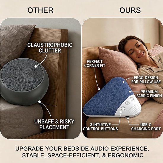 Kussenluidspreker Bluetooth - Draadloze speaker - Rustig slapen - Persoonlijke geluidsoase - 120 gram - Blauw — afbeelding 2