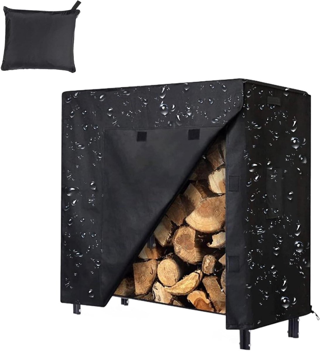 Afdekking Houtrek - Houtopslag Bescherming - Buiten Opslaan - Waterdicht Oxford Doek - 122 x 61 x 107 cm - Zwart