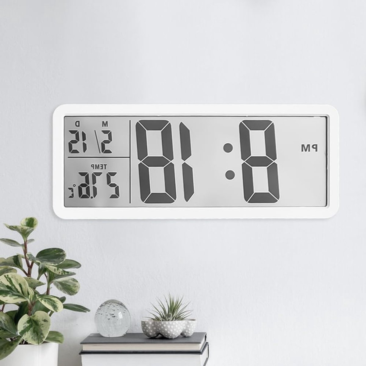 Digitale Wandklok met Achtergrondverlichting, 12/24 Uur Weergave, Batterijgevoed voor Thuis, Kantoor en School