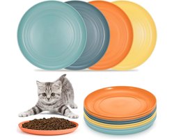 Set van 8 Ondiepe Kattenvoederschalen voor Nat Voer, Vermijdt Snorharen Vermoeidheid, Ideaal voor Voedsel en Water, Geschikt voor Kittens en Volwassen Katten