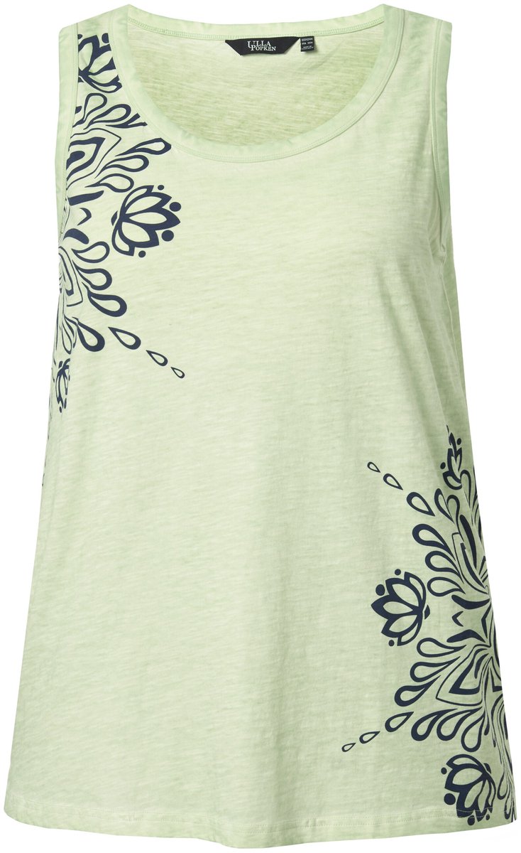 Ulla Popken - Dames - Top mandala's A-lijn ronde hals mouwloos - Natuur - Maat 54+