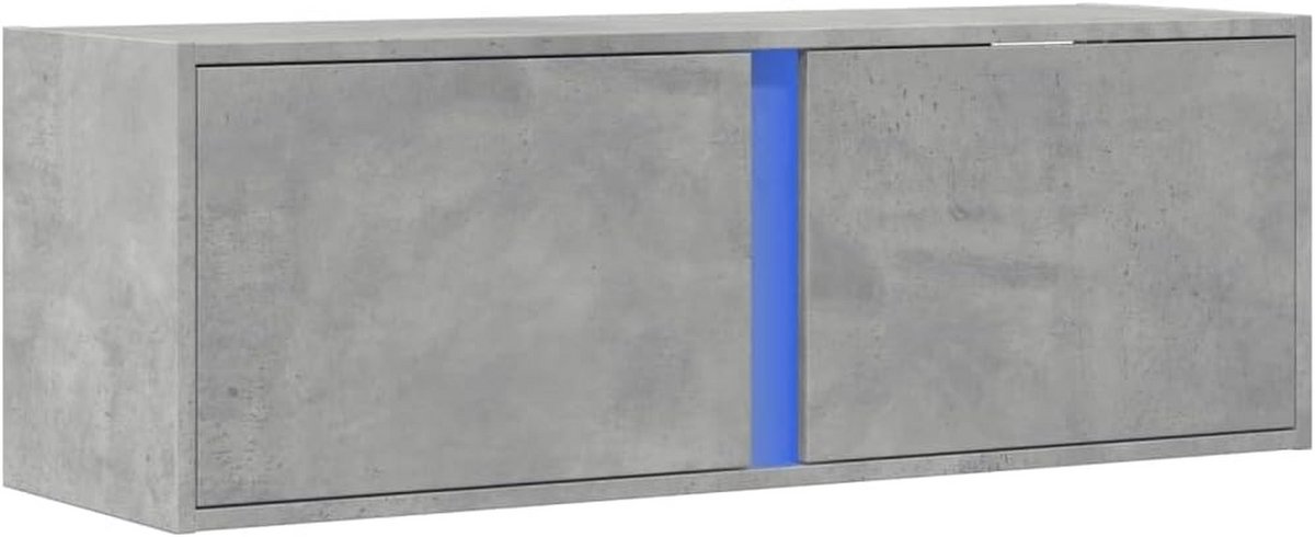 Zwevend Wandmeubel voor Televisie met LED-verlichting, Beton Grijs