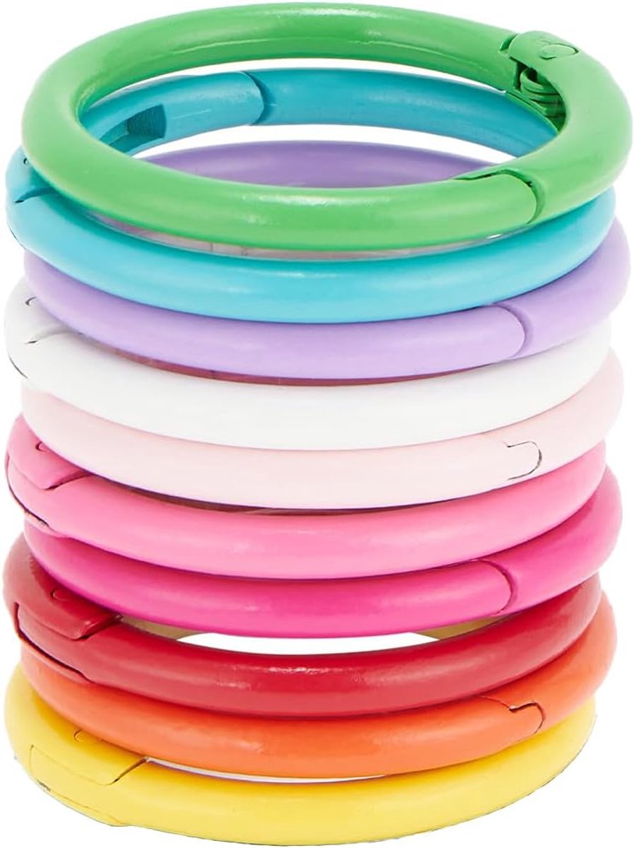 Springringen 10 stuks - ronde metalen karabiner 38mm - kleurrijk - ideaal voor sleutels en handtassen - ShopVlot