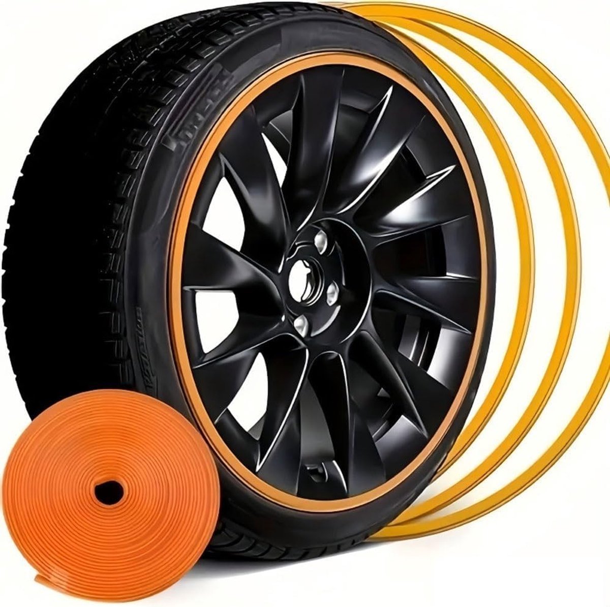 Velgen Beschermers - Rand Ring Covers - Verbeterde Veiligheid - Universele Anti-Kras - 20-inch - Oranje