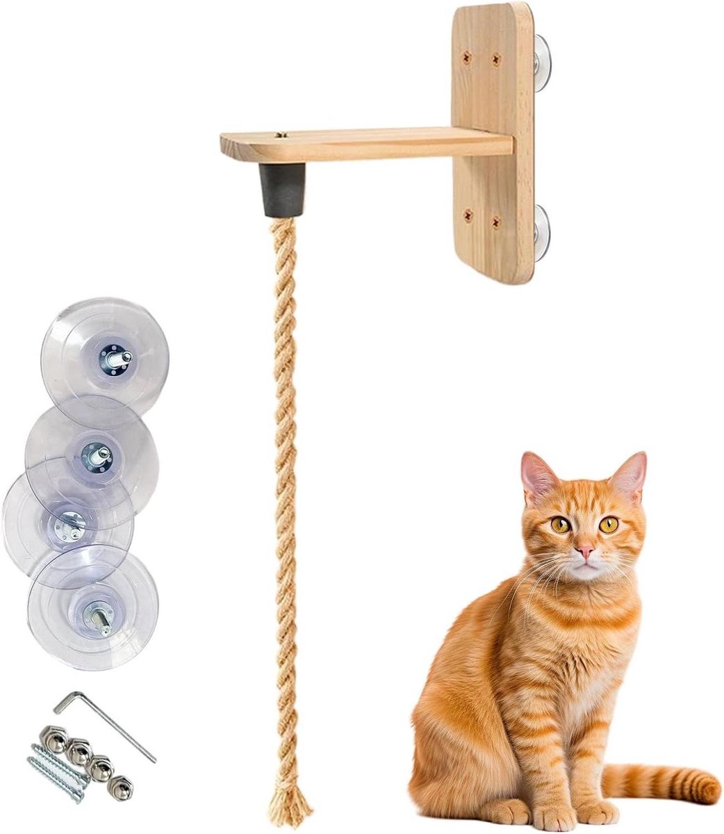 Katten Klimtouw - Klimmuur Kat - Spelen Krabben - Natuurlijk Hout Touw - 2 Meter - Natuurlijk