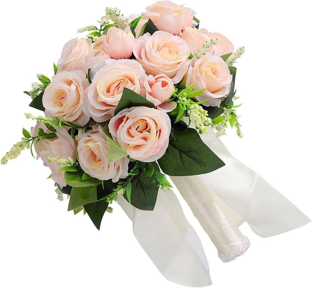 Bruidsboeket - Zijden bloemen - Bruiloft decoratie - Niet verwelkend - 25x16x16cm - Champagne