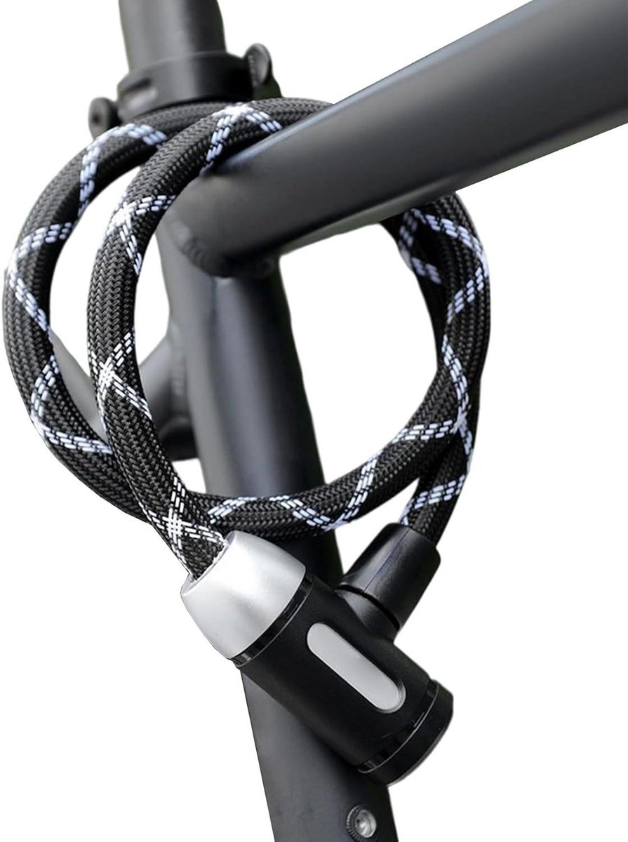 Kabelslot Gevlochten Staal - Veiligheidsslot Fiets - Diefstal Beveiligen - Snijbestendige Kabel - 82 cm Lengte - Zwart