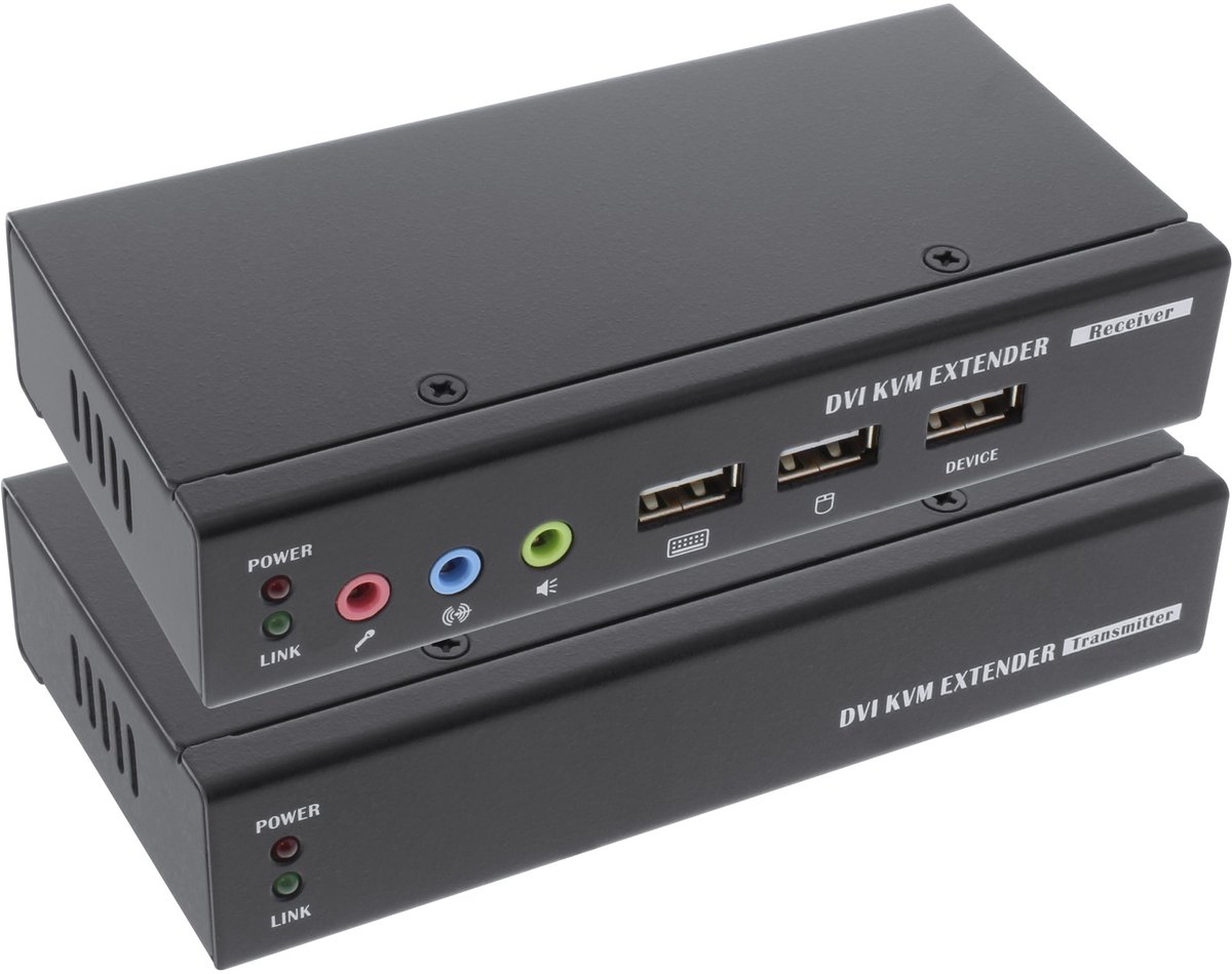 InLine® DVI USB KVM Extender (Console verlenger), via UTP, met audio, tot 50m