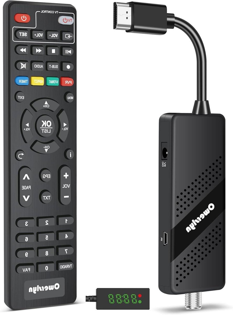 Digitale Converter Box - TV Tuner - Televisie Kijken - Compact Verbergbaar Ontwerp - 1080P Resolutie - Zwart