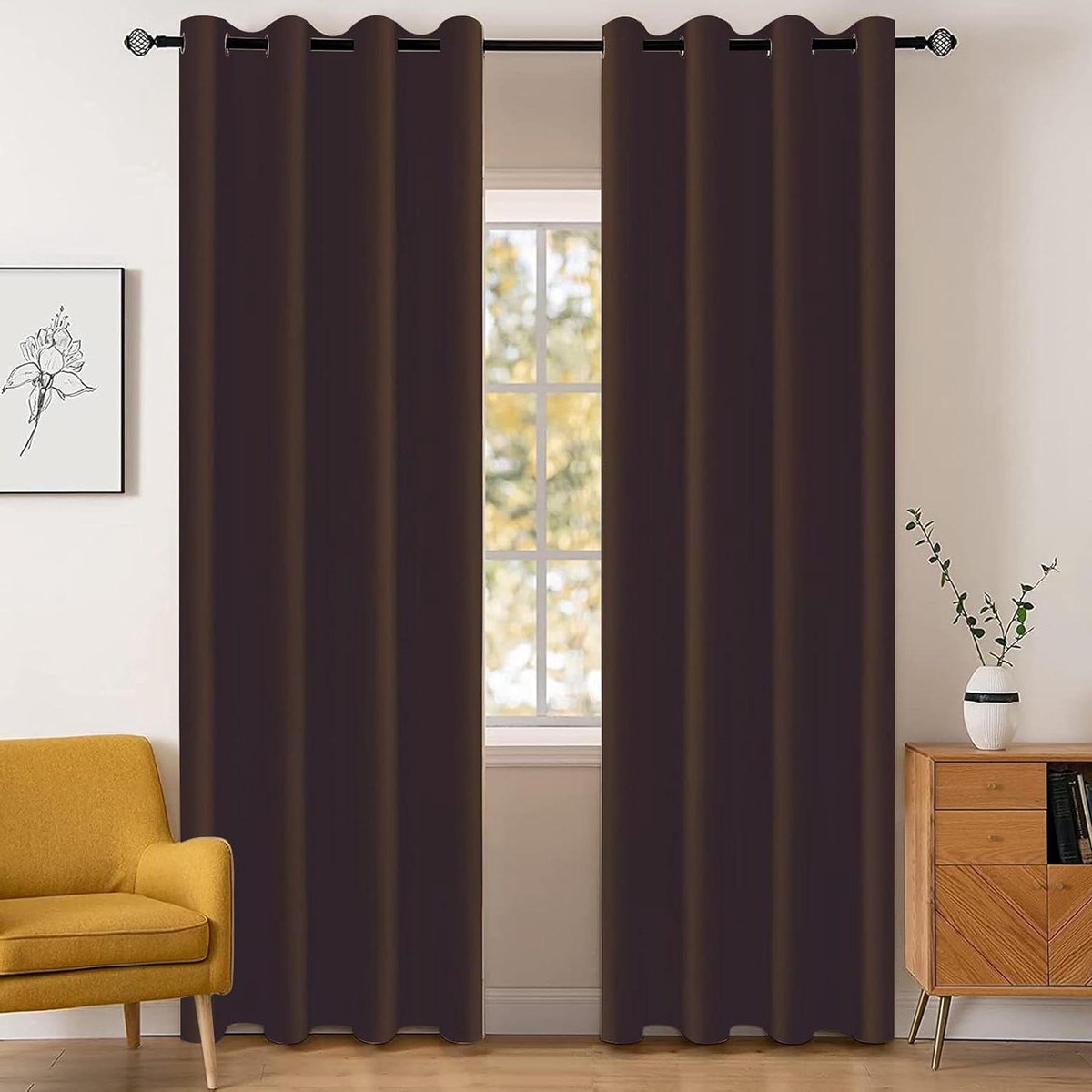 Verduisterende Gordijnen - Isolerende Raambekleding - Rustige Slaap - Warmte en Geluid Dempend - 2x 140x240cm - Donkerbruin