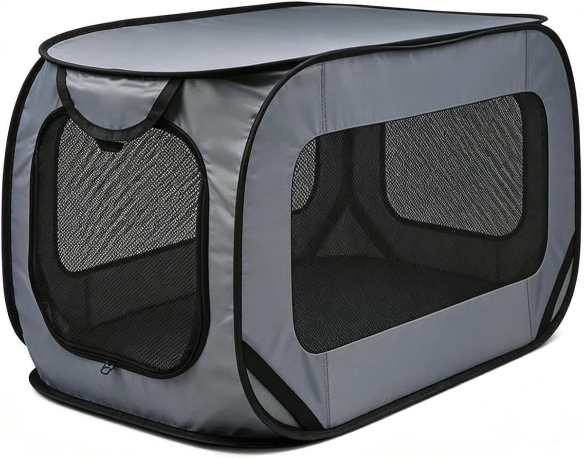 Hondenbench Binnen - Huisdier Bench - Veilig Vervoer - Opvouwbaar Ontwerp - 90x52x52 cm - Grijs