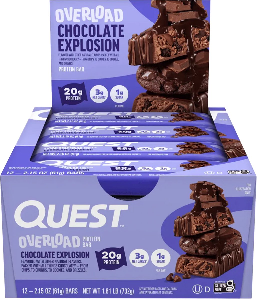 Quest Nutrition Overload Bars (12x58g) Chocolate Explosion - Repen - Eiwit Repen