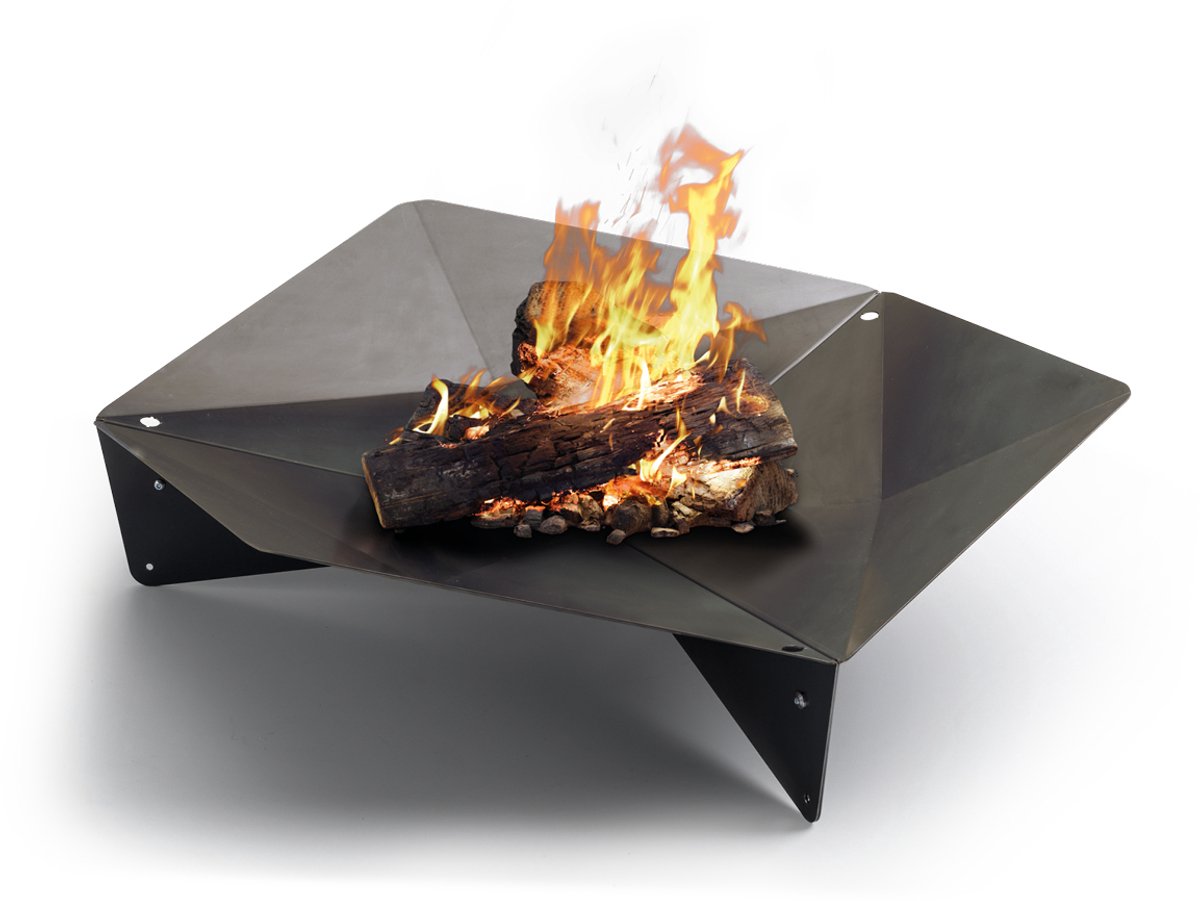 höfats TRIPLE Vuurschaal 120 Designvuurplaats en barbecue, voor terras en tuin, cortenstaal met roestlook