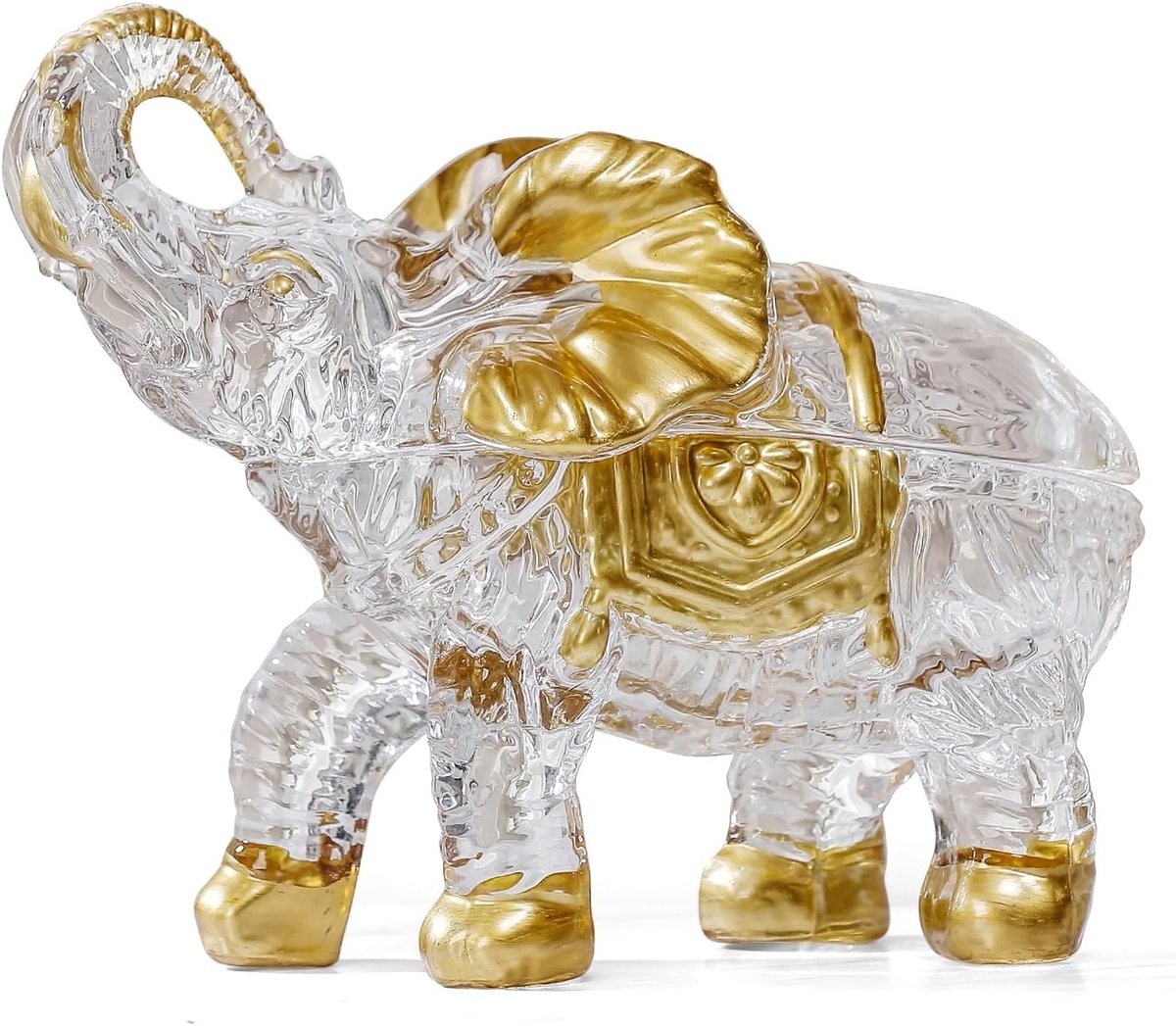 Grote handgeschilderde glazen olifanten snoepjespotten met deksel, decoratieve kristallen snoepdisplays voor olifantenliefhebbers, unieke kunstvoorwerpen voor huisdecoratie