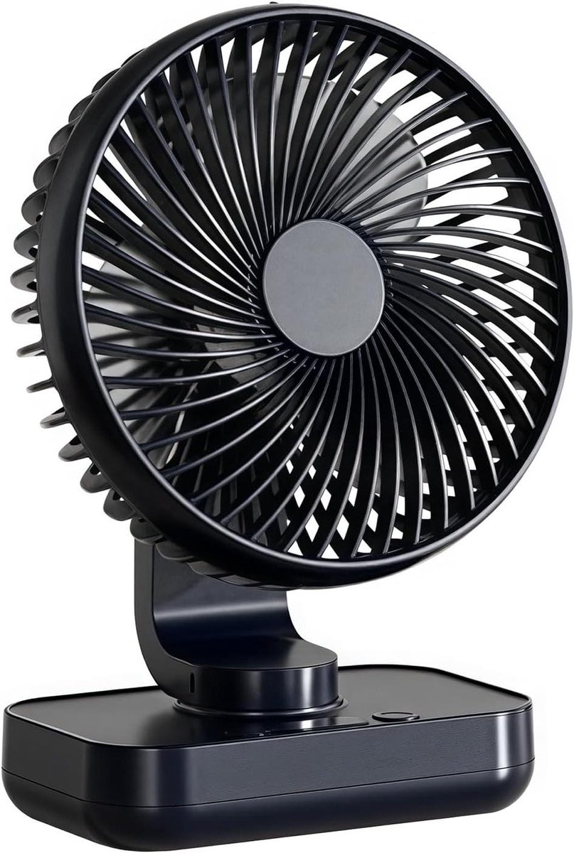 Mini Tafelventilator - Camping Ventilator - Persoonlijke Koeling - 4 Snelheden Oscillerend - 4000 mAh Accu - Donkerblauw
