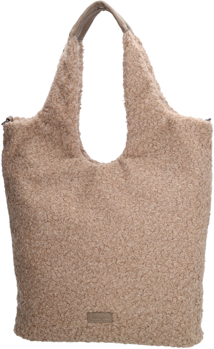 Beagles Nancy Shopper - Teddy Look - Schoudertas - Verstelbare Schouderband - Damestas - Casual - Tote Bag - Dames Tas - Taupe