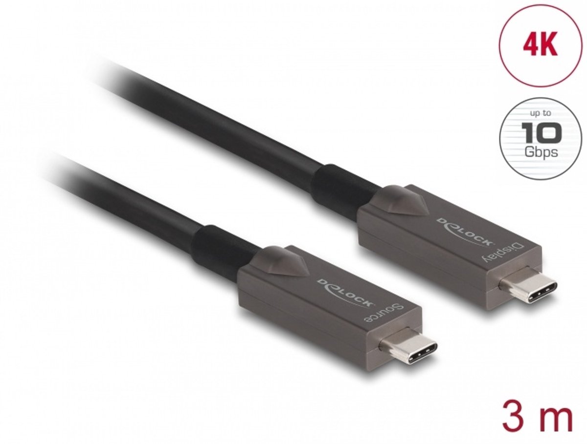 DeLOCK 84144 USB-kabel USB 3.2 Gen 2 (3.1 Gen 2) 3 m USB Type-C Zwart