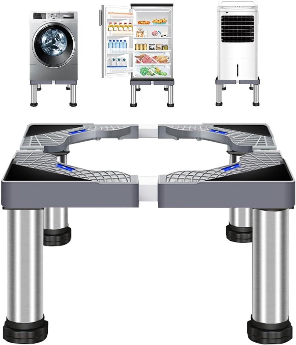 Wasmachineonderstel - Verstelbare sokkel - Apparaten verhogen - Anti-vibratie voetjes - 40-60 cm breed - Zilver