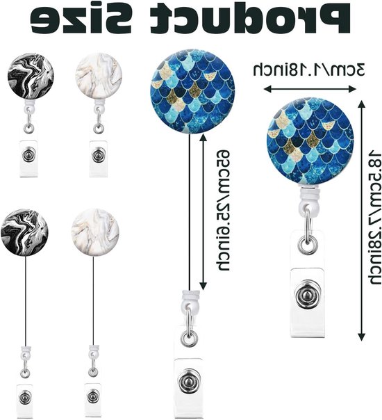 Set van 3 Retractable Badge Holders met Swivel Clip, Lichtgewicht Lanyard voor Zorgprofessionals en Sleutelhangers — afbeelding 5
